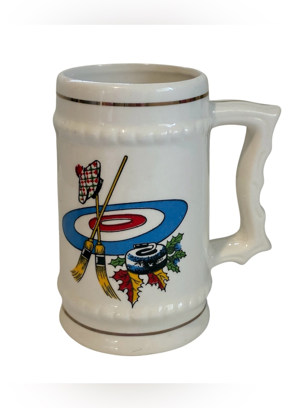VINTAGE CERAMIC CURLING BEER STEIN